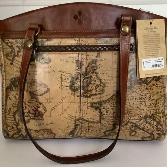 Patricia Nash Europe Map Poppy Leather Tote - Picture 2 of 13